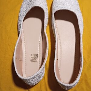 Women's Ivory Lace Slip-On Flats